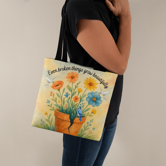 From Cracks to Beauty – Inspirational Floral Tote