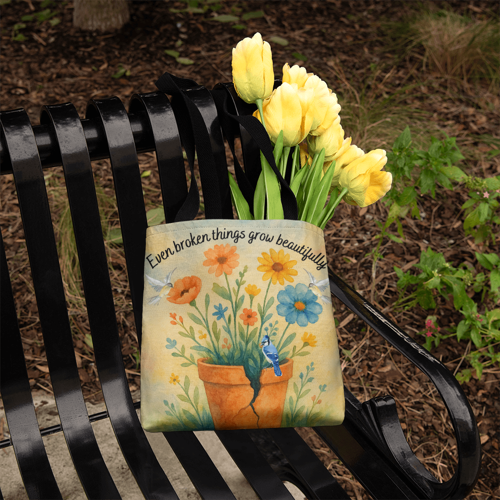 From Cracks to Beauty – Inspirational Floral Tote