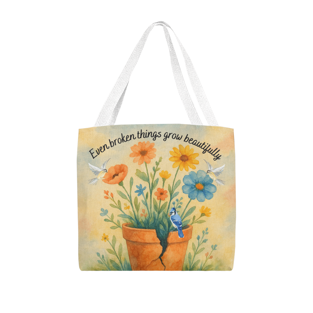 From Cracks to Beauty – Inspirational Floral Tote