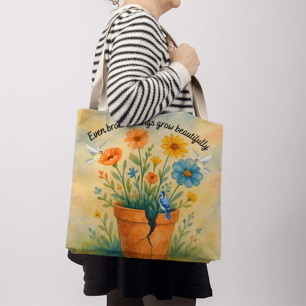 From Cracks to Beauty – Inspirational Floral Tote