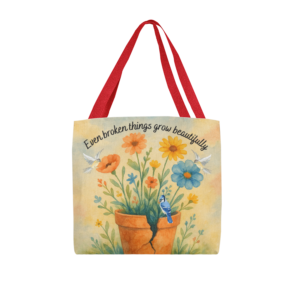 From Cracks to Beauty – Inspirational Floral Tote